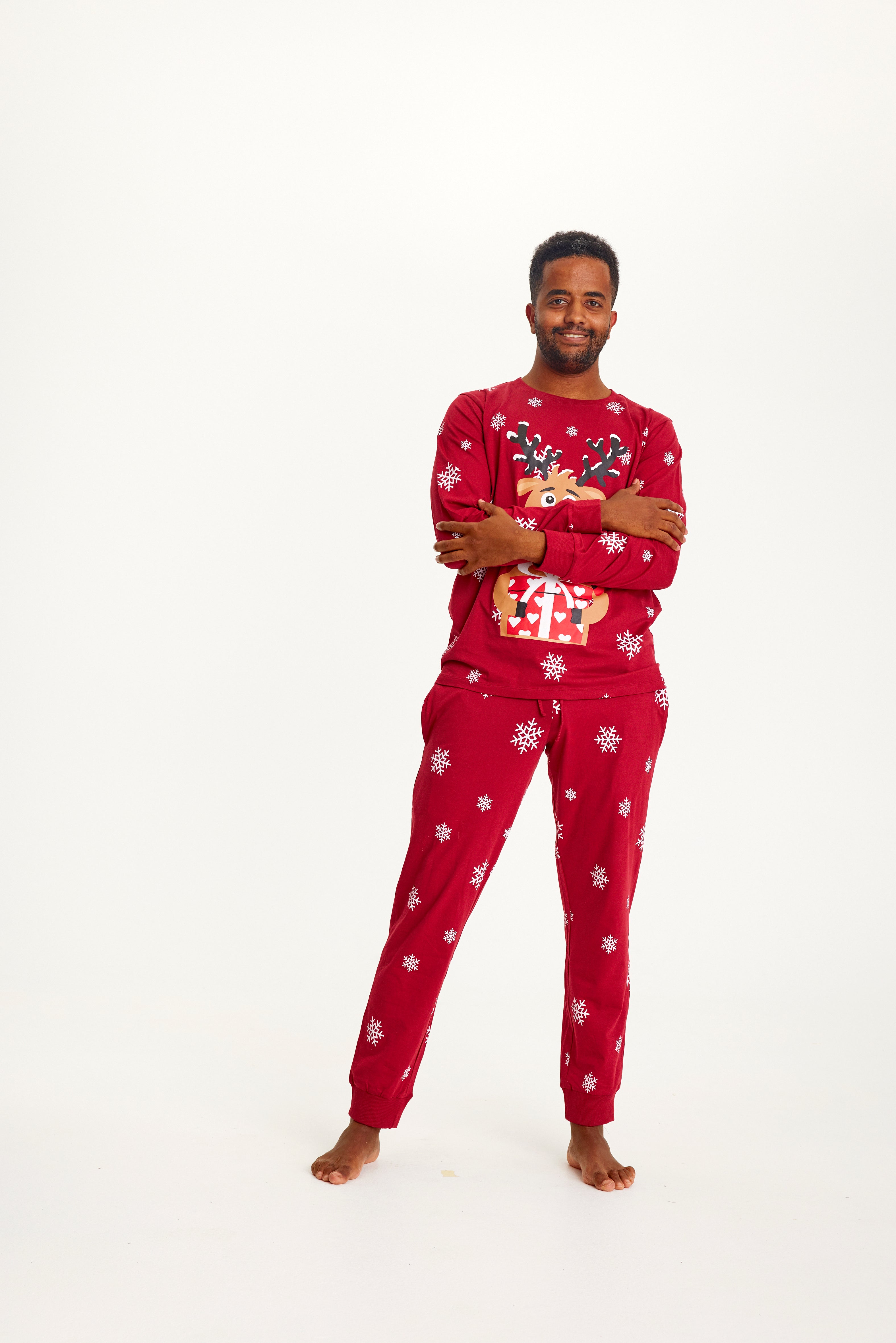 Rudolfs Cute Weihnachtspyjama Rot - Herren.